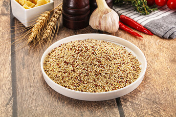 Raw dry quinoa seeds cereal