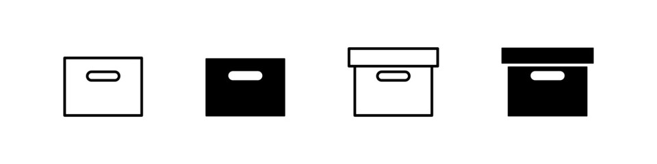 Box icon. Package vector set. Cardboard shipping box.  Carton package icon set. Box icon isolated set. Cartboard box sign. Package delivery sign.