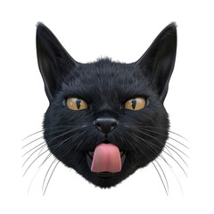 A black cat sticking its tongue out cute