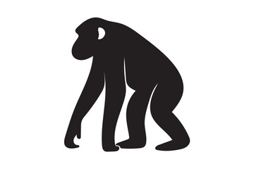 Obraz premium Chimpanzee silhouette on white background.01