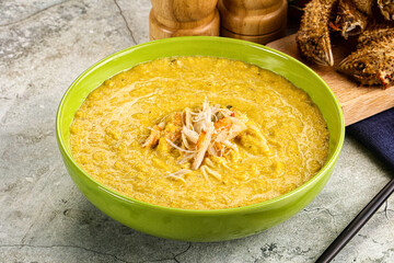 Corn cream soup with crab