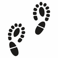 Isolated Shoe Prints on Road Silhouette Set for Design