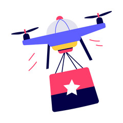 A flat style illustration showing drone takeaway