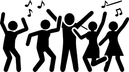 Silhouette of a Cheerful Crowd Joyful People Mob Vector Illustration