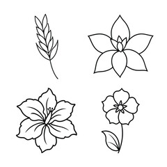 line art flower bundle design 