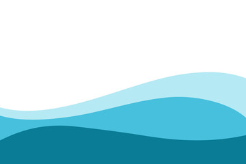 Abstract blue sea waves on a white background. Endless undulating shapes of water. Background element, flat design, vector. Modern minimalistic background for banners, posters with space for text