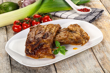 Tasty roasted pork ribs with spices
