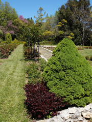 Landscape design of the park in sunlight