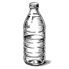 Water bottle sketch in black and white with clear outline  