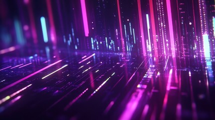 Abstract Digital Data Flow with Vibrant Light Trails and Colors