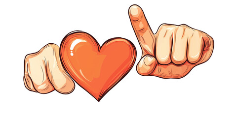 Hand forming heart sign expressing love and affection. Ideal for Valentine’s Day, romantic messages, and emotional designs on white or transparent background.