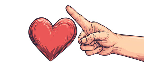 Heart hand gesture illustration showing love and care. Perfect for Valentine’s Day, romance, and emotional messages on white or transparent background.