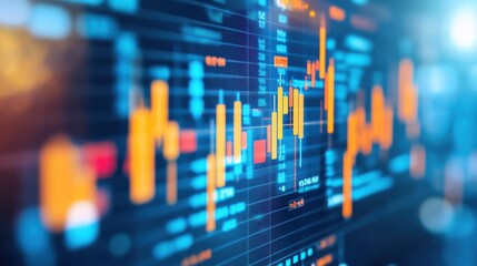 Abstract Financial Data Visualization with Colorful Chart Elements