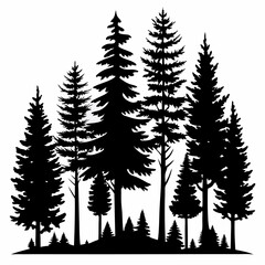 Fototapeta premium Realistic Silhouettes of Coniferous Trees A Set of Detailed Vector Illustrations