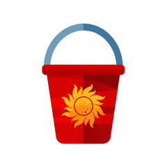 Toy bucket with a sun – vector icon