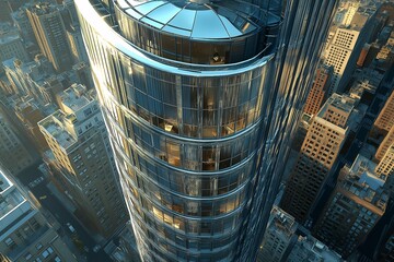 Modern Skyscraper and Cityscape. High-Rise Architecture with Glass Facade and Sunset Reflections in the Metropolitan Business District