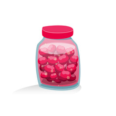 Bright Red Berries in Sealed Jar