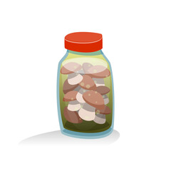 Preserved Mushrooms in Clear Jar