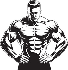 Fototapeta premium Powerful Bodybuilder Illustration Muscular Man, Fitness, Strength, Physique