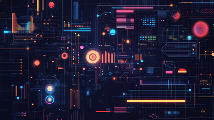 City traffic lights glowing at night with digital patterns and technology-inspired elements in a futuristic data-themed design