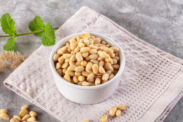 Cedar nut kernel in the bowl