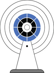 Abstract fan illustration with blue and white geometric design on white background