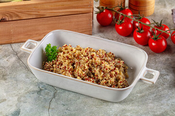 Boiled quinoa cereal in the bowl