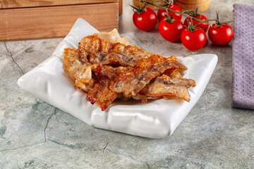 Fried crispy pork bacon snack