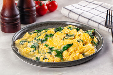 Omelette with spinach for breakfast