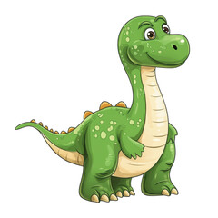 Fototapeta premium Friendly green dinosaur character smiling joyfully, perfect for children's books or animation projects