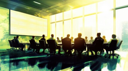 Business Meeting with Professionals in Modern Conference Room Environment