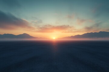 Fototapeta premium Stunning Sunset Silhouette. Dramatic Mountain Landscape with Breathtaking Colors