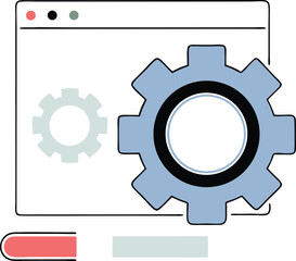Abstract illustration of gears and elements suitable for business concepts