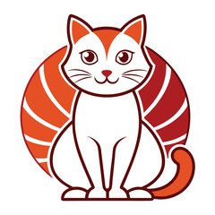 cat colorfull  outline vector art on a white bakground