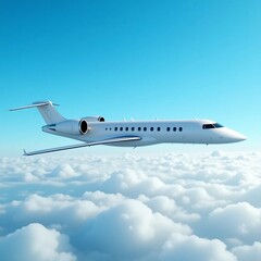 Obraz premium An airplane soars through the sky amidst the clouds, a symbol of aviation and air travel