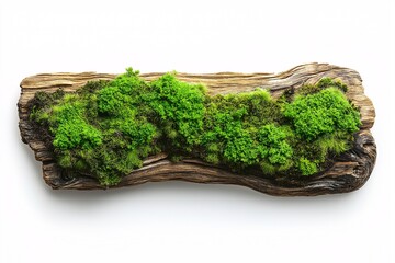 Lush Mossy Wooden Log Texture. Natural Rustic Forest Floor Aesthetic for Sustainable Interior Design