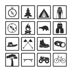 Ultimate Outdoor Adventure Icons Camping, Hiking, and Exploration Graphics