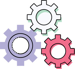 Colorful interlocking gears concept representing teamwork and problem solving