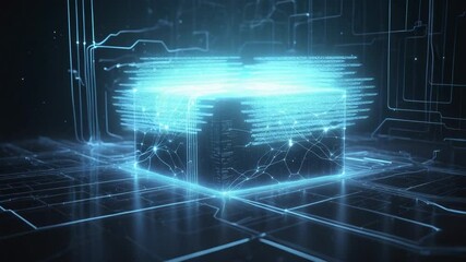 Abstract representation of data processing and digital transformation within a futuristic technological framework. - Powered by Adobe
