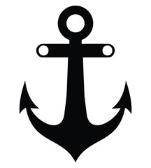 Large anchor silhouette icon for nautical themes, maritime designs, shipping industry symbols, and sailor or sea navigation ideas