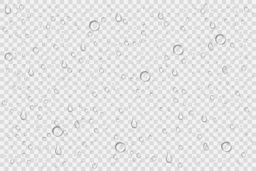 Realistic water drops on transparent background