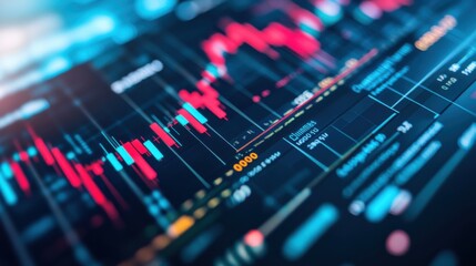 Fototapeta premium Dynamic Financial Chart with Vibrant Colors and Stock Market Data