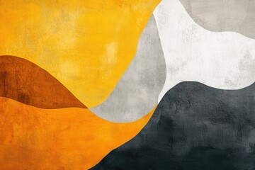 Obraz premium Abstract painting with yellow orange gray and white forms