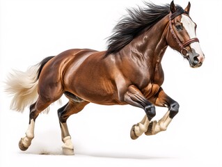 Obraz premium Majestic Thoroughbred Stallion Galloping Fast in Pasture at Sunset - Equine Power, Beauty, and Agility in Dynamic Equestrian Sport