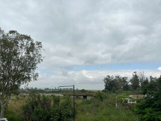 Moody Overcast Sky Over Rural Landscape