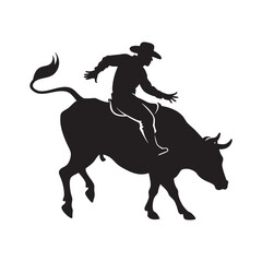 Cowboy Riding Bull At Rodeo