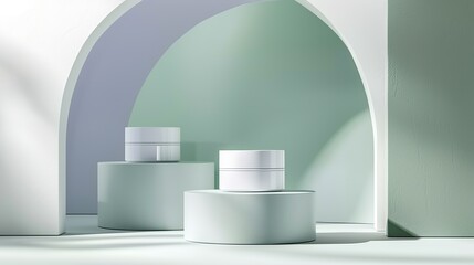 Cosmetic Product Display with Minimalist Pastel Design