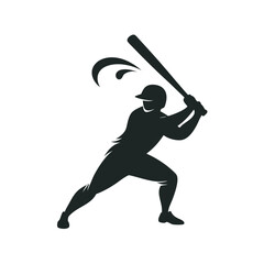 Baseball Player Hitting Ball Silhouette