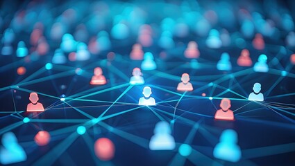 Network of user icons symbolizing iam roles and access management.