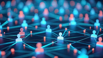 Network of user icons symbolizing iam roles and access management.